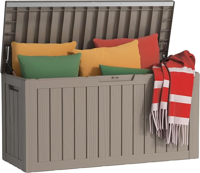 EasyUp 80 Gallon Outdoor Storage Box Waterproof, UV Resistant Resin Deck Box by EASYUP