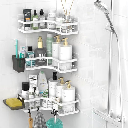 AKTECKE Corner Shower Caddy Bathroom Organizer Adhesive Shower Rack Bathtub - Image 2