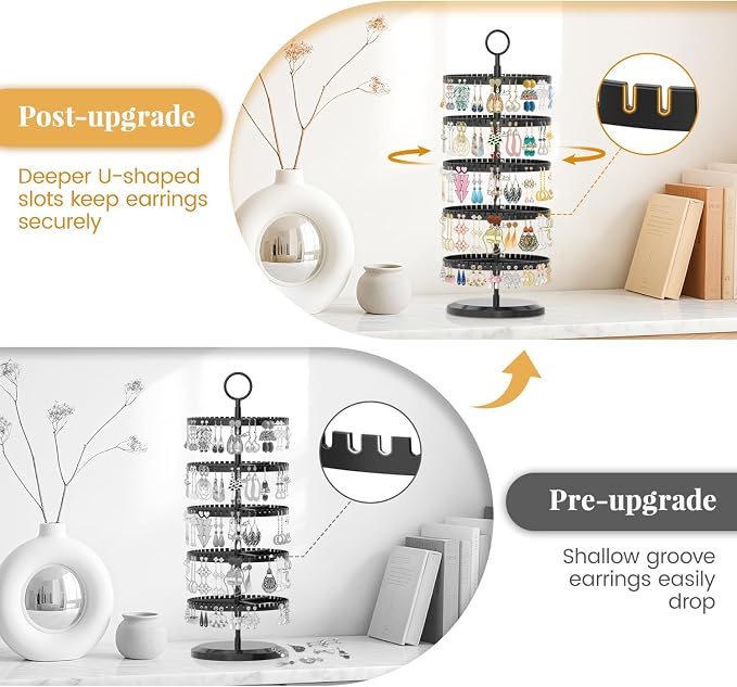 EsLuker.ly Earring Holder Organizer Rotating Stud Display Tree Rack, 5 Tier | - Image 3