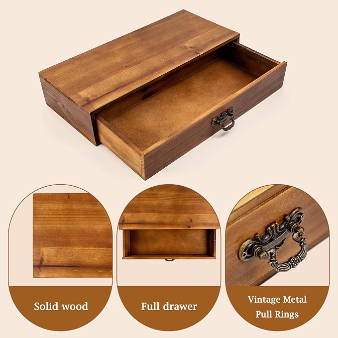 Wooden Drawers Organizer Solid Desktop Drawer Storage Box Organizer | Office - Image 6