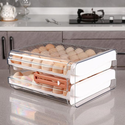Sooyee Egg Holder for Fridge, 2 Drawers 60 Eggs | Eggs Organizer for - Image 3