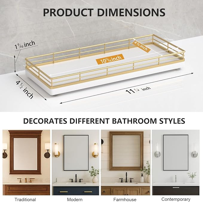 Bathroom Tray for Counter Top Organizer – Oak Wood Vanity Tray - Image 6