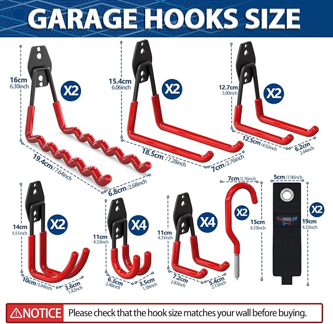 3-H Garage Wall Hooks 20 Pack, Garage Hooks Heavy Duty - Image 3