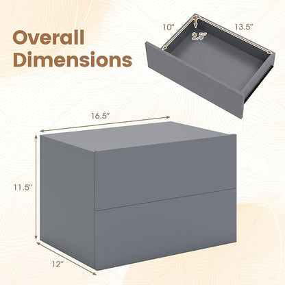 KOMFOTT Floating Nightstand Set of 2, Wall Mounted Night Stand - Image 2