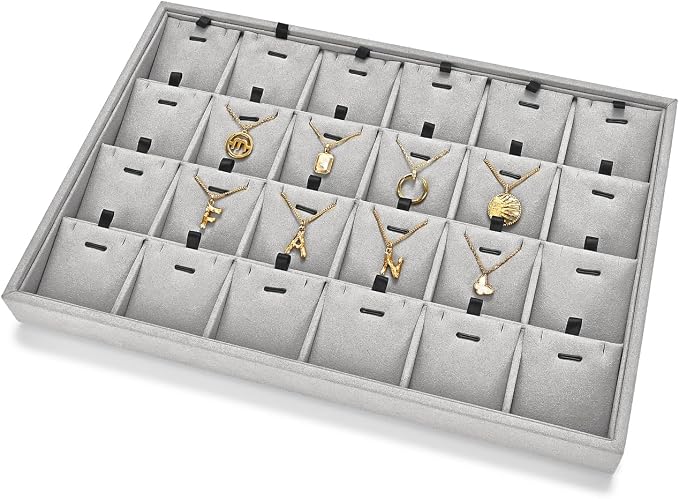 24 Grids Necklace Tray Jewelry Display Tray Necklace Holder Organizer - Image 2