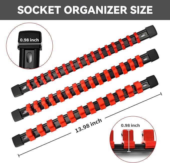 Socket Organizer Drive ABS Tools-Socket Holder, 3/8-Inch x 90 Clips, 1/2-Inch x - Image 5