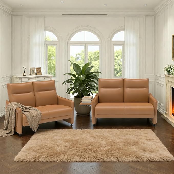 Faux Leather Loveseat, Upholstered Loveseat - Image 8