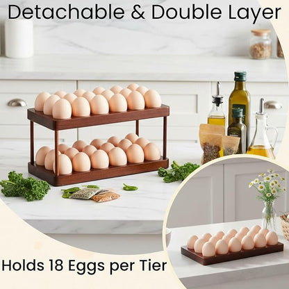 YOUEON Acacia Wooden Egg Holder - Image 4