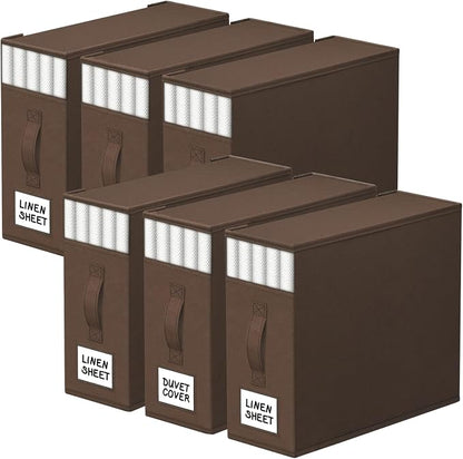 StorageTastic 6 Pack Bed Sheet Closet Organizers and Storage, Sturdy Foldable by StorageTastic