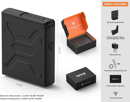 RPNB Gun Safe, Mounted Biometric Nightstand Handgun Safe - Image 2
