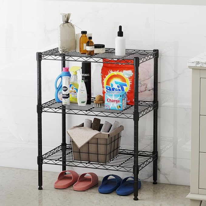 HealSmart 3-Tier Metal Wire Storage Shelves, Adjustable Standing Storage Rack - Image 6