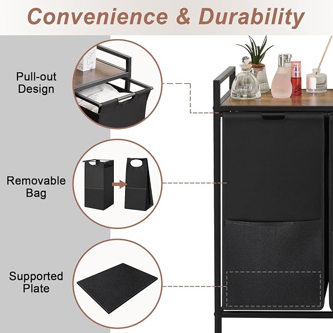 Extra Large Laundry Hamper, Laundry Hamper 3 Section - 210L Capacity - Image 3