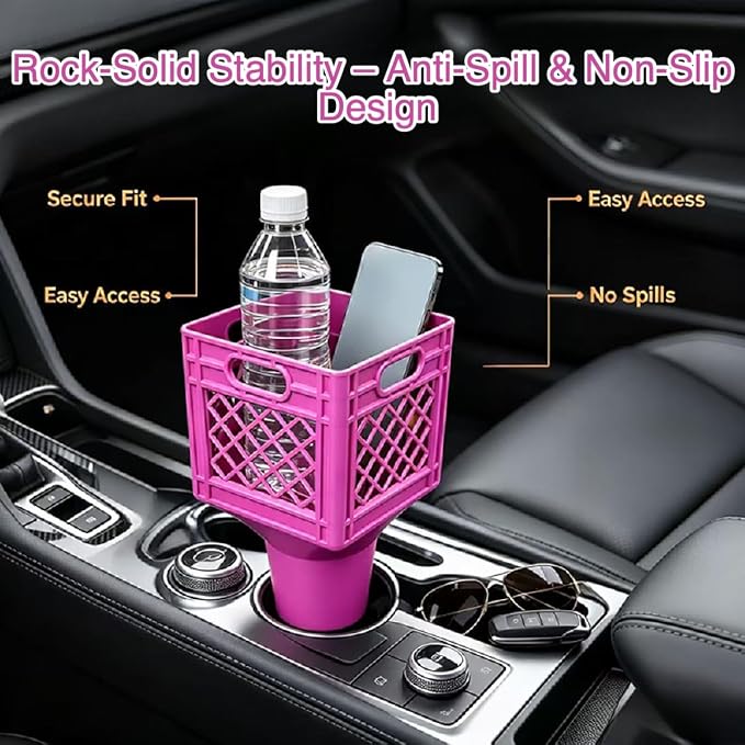 Universal Square Car Cup Holder Adapter, Fits Half Gallon Milk Cartons & Large - Image 2