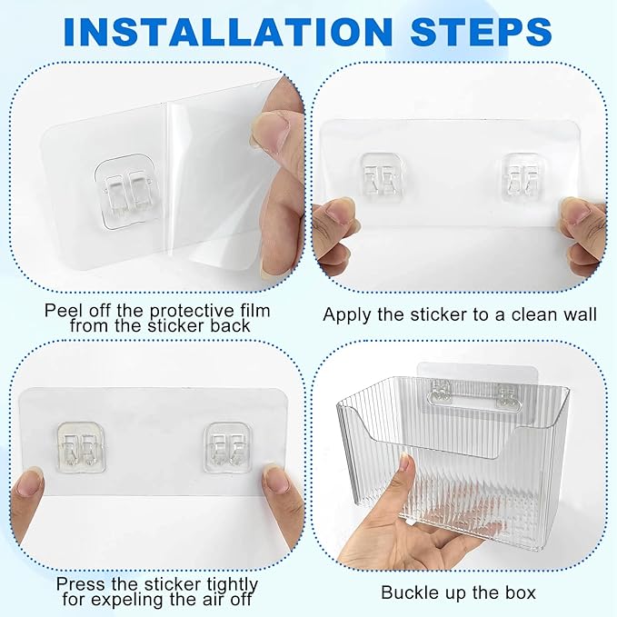 6Pcs Storage Organizer Bins Wall Mounted Organizer Basket Large Size Clear - Image 4
