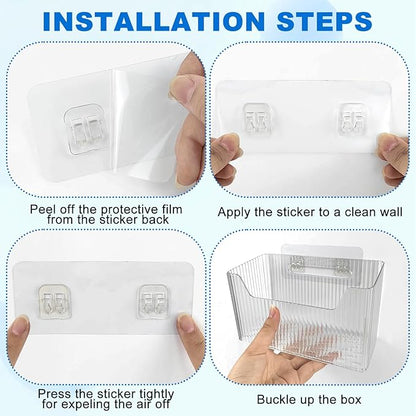 6Pcs Storage Organizer Bins Wall Mounted Organizer Basket Large Size Clear - Image 4