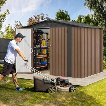 DWVO 7x5FT Outdoor Storage Shelter, Roomy Steel Tool Shed - Image 2