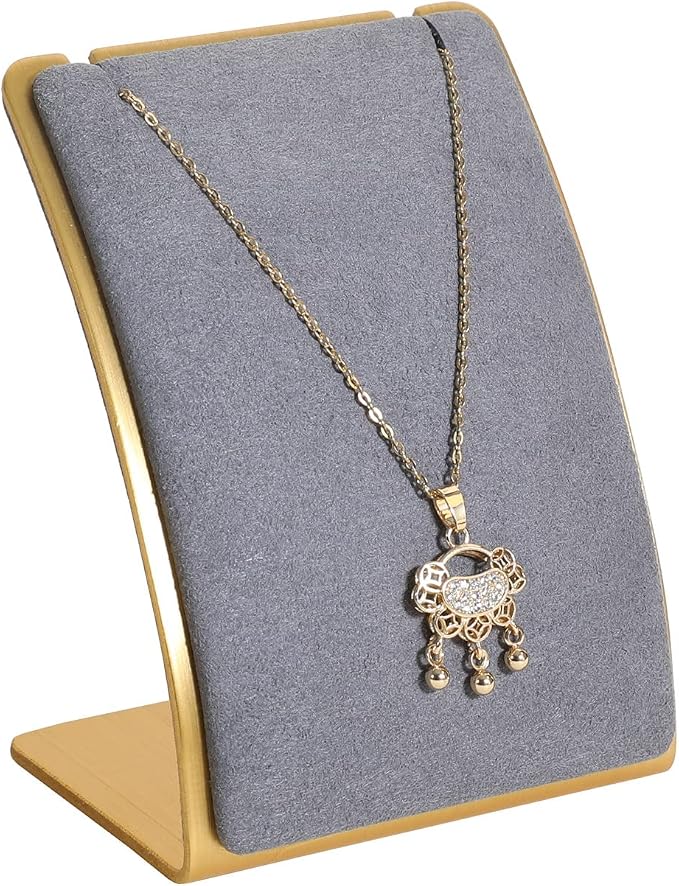 GemeShou Grey Necklace display stand, Velvet Jewelry necklace display holder by GemeShou
