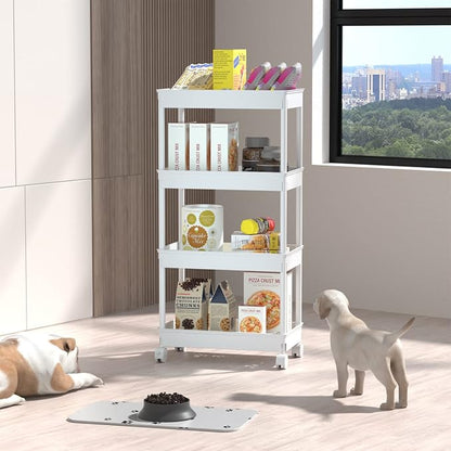 Sooyee 4 Tier Wide Storage Cart Mobile Shelving Unit Organizer Slide Out - Image 6