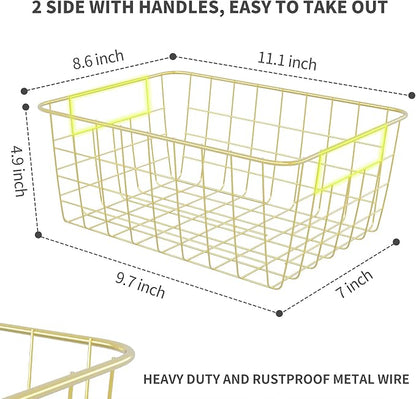 Gold Wire Baskets for Organizing, Storage Bins for Bathroom | Gold Basket - Image 5