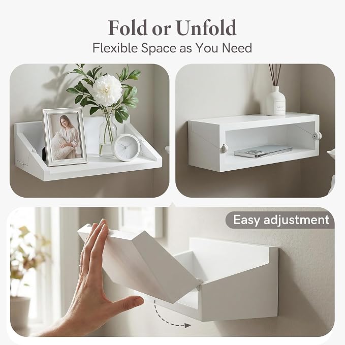 SUMGAR Floating Nightstand White Modern Bedside Table Organiser Fully Assembled - Image 4