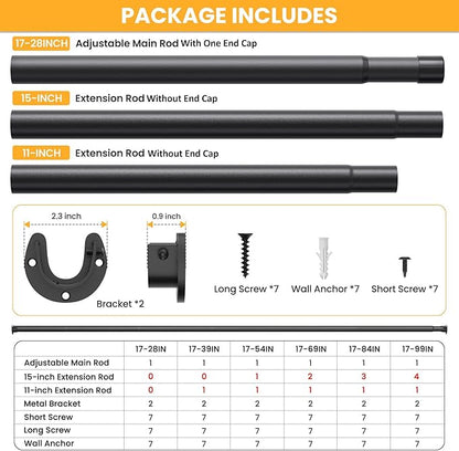 2 Pack Closet Rods for Hanging Clothes, 17-54 Inch No-Cut Stepless Adjustable - Image 4