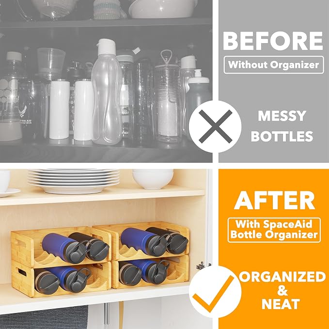 SpaceAid Bamboo Water Bottle Organizer - Image 2