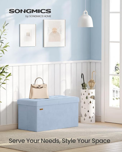 SONGMICS Velvet Storage Ottoman, Folding Storage Bench - Image 3