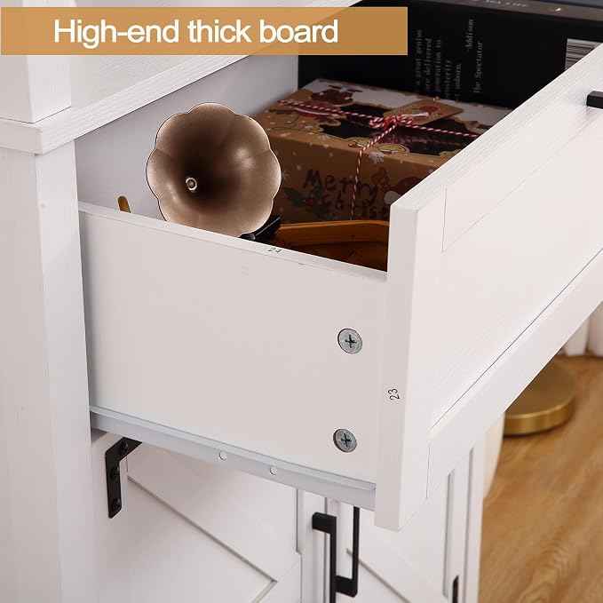 GarveeHome Bookshelf with Doors, 6-Tire Farmhouse Storage Cabinet Bookcase - Image 3