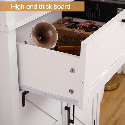 GarveeHome Bookshelf with Doors, 6-Tire Farmhouse Storage Cabinet Bookcase - Image 3
