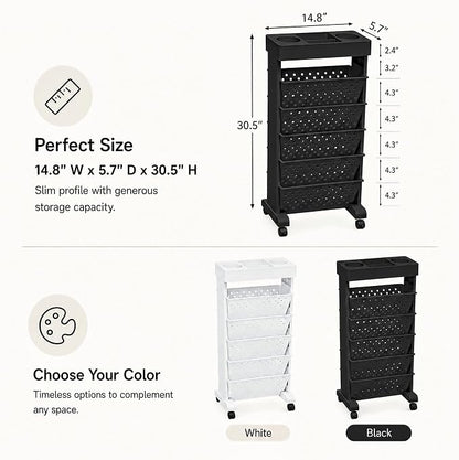 6-Tier Rolling Bookshelf Magazine Rack - Image 3