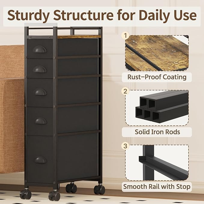 LASZOLA Narrow Cabinet Slim Storage Cart - Image 5