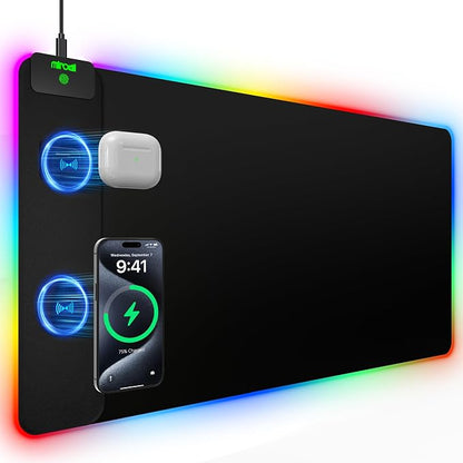 Mouse Pad with 15W Magnetic Wireless Charging 31.5x15.75 Inch, RGB Mousepad - Image 9