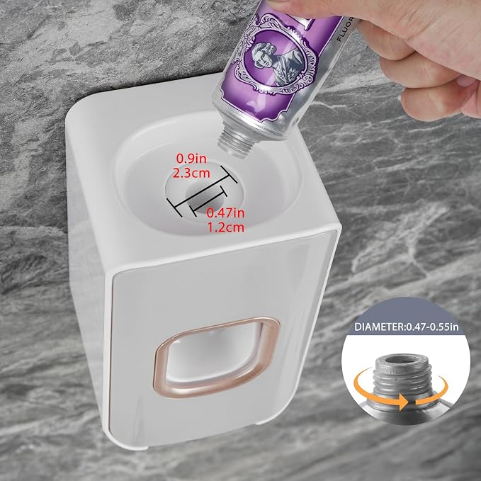 2 Slot Toothbrush Holder and Toothpaste Dispenser Wall Mounted, Automatic - Image 4