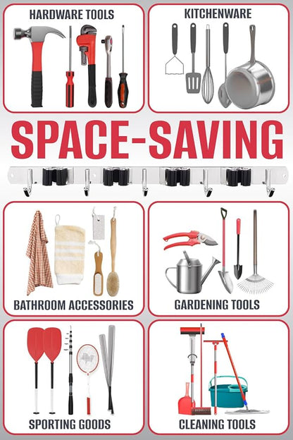 The Good Stuff Heavy Duty Mop and Broom Holder Wall Mount – Stainless Steel - Image 4