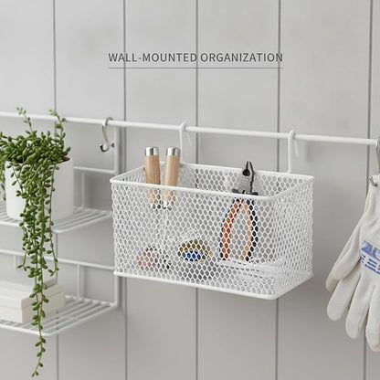 Wire Grid Hanging Basket, Iron Wall Mount Organizer - Image 3