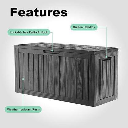 90 Gallon Waterproof Resin Deck Box, UV Resistant Outdoor Storage - Image 6