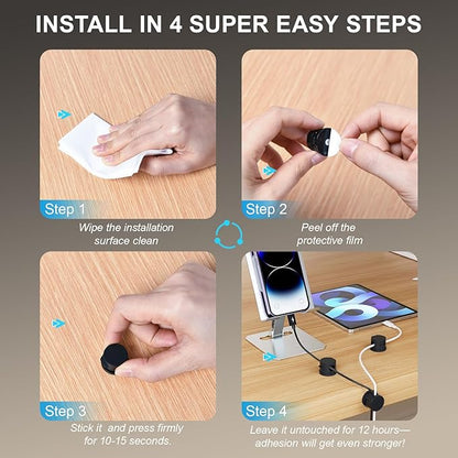 6pcs Magnetic Cord Organizer, 360° Swiveling Adhesive Cable Clips - Image 4