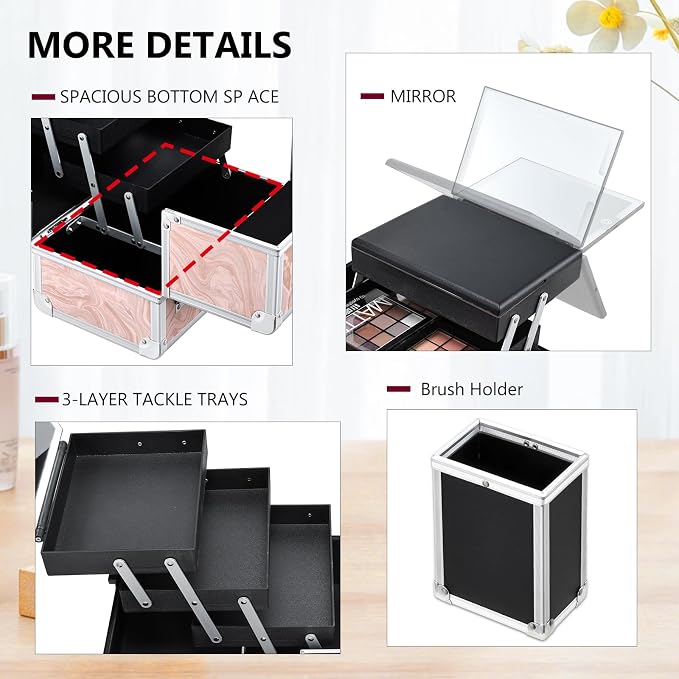 Travel Makeup Case with LED Lighted Mirror - Image 4