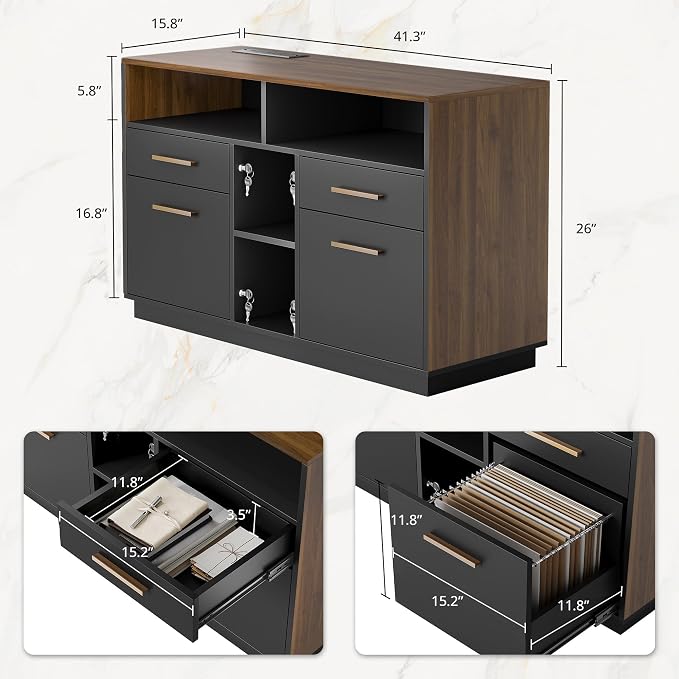 4 Drawer File Cabinet, Wood Filing Cabinet - Image 2