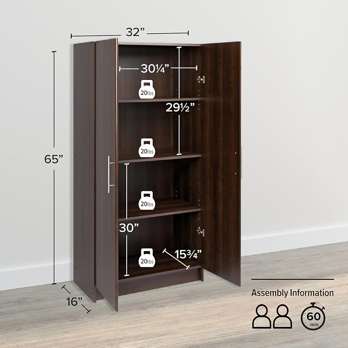 Prepac Elite Tall Garage Storage Cabinet & Pantry Storage Cupboard, 2-Door - Image 4