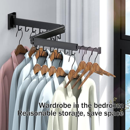 HEILAIYI Clothes Drying Rack for Laundry, Wall Mounted Clothes Hanger Rack - Image 8