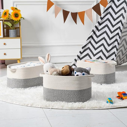 DUHEL Cotton Rope Woven Storage Basket, Used - Image 5