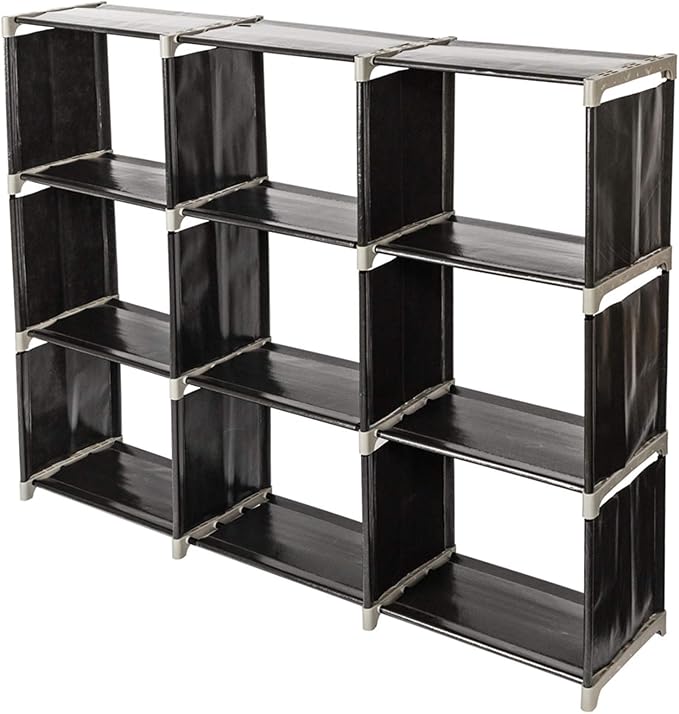 3-Tier 9-Cube Storage Shelf Organizer, Metal Tube and Non-Woven Fabric Storage by EPOFIT