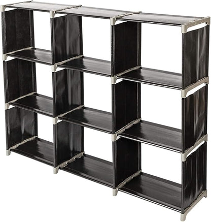 3-Tier 9-Cube Storage Shelf Organizer, Metal Tube and Non-Woven Fabric Storage by EPOFIT