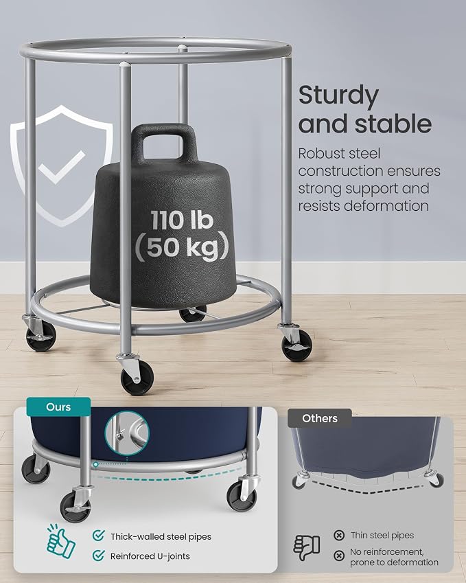 SONGMICS Laundry Basket, Rolling Steel Frame - Image 7