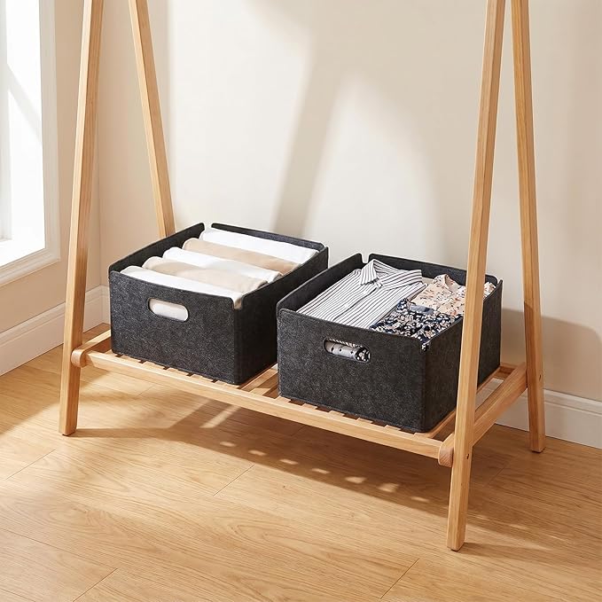 4 Pack Felt Storage Bins for Organizing Clothes, Toys & Office Files Durable - Image 4
