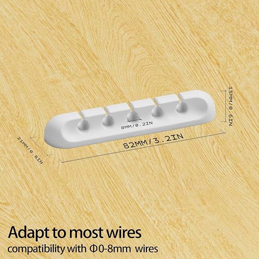 USB Cable Organizer Clips Cord Holder, 8 Packs White Self Adhesive Desk Cord - Image 2