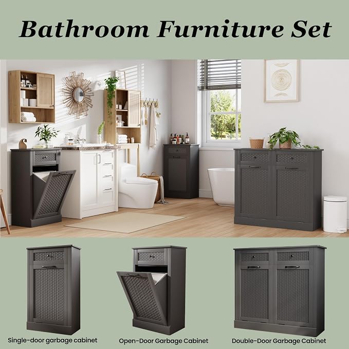 Tilt Out Laundry Hamper Cabinet, 10 Gallon Laundry Cabinet - Image 9