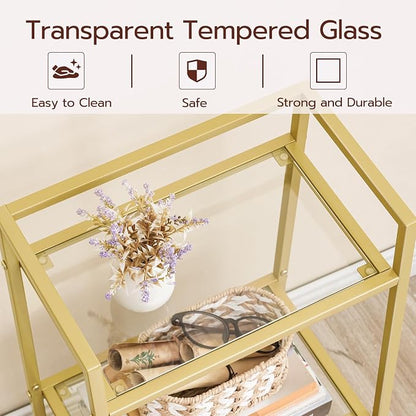 HOOBRO Gold Glass Shelf Stand, 3 Tier Standing Shelf Unit, Bathroom Organizer - Image 7
