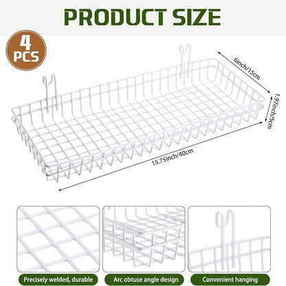 Blulu 4 Pcs 15.75 x 5.91 x 1.97 Inch Metal Grid Wall Baskets - Image 2